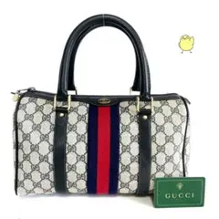 ★GUCCI グッチ ボストンバッグ オールドグッチ ネイビー