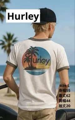Hurley バックプリントTシャツ L グアテマラ製 アメリカ輸入