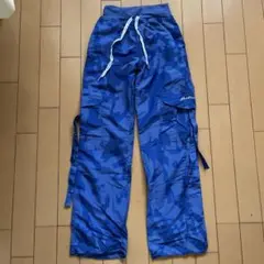 青迷彩柄ワークパンツ
