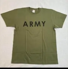 【未使用】Tシャツ Lサイズ ARMY オリーブ 染み込みプリント ミリタリー