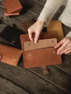 ハンドメイド 薄い本革長財布 レザーロングウォレット Creema掲載商品 7