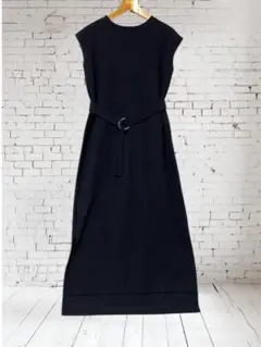 【新品未使用】natural couture 黒 ノースリーブ ロングワンピース