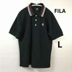 FILA✨ネイビー ポロシャツ ストライプカラーL