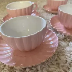 ピンク ティーカップ　ソーサー 4個セット