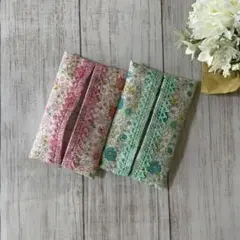 【2点セット】ミニポケットティッシュケース 通園通学 花柄①