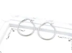 定番シンプルアレルギーフリー/フープステンレスピアス３０mm/金属アレルギー対応