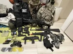 ザバゲー1式セット 銃、アタッチメント、戦闘服、小物等