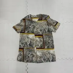 エスニック　アートプリント 半袖シャツ　古着　カットソー　歴史的　絵画