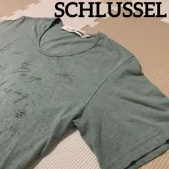 SCHLUSSEL シュリセル プリント 緑Tシャツ ミントグリーン 薄手