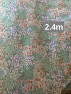 昭和レトロ生地　ミントグリーン花柄ジョーゼット生地シフォン？　ビンテージ生地