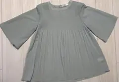 ikka シフォン 五分袖ブラウス