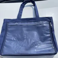 痛バッグ シンプル トート 見せバッグ 透明 ネイビー