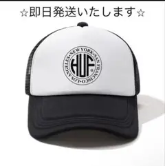 新品未使用　HUFホワイト/ブラック ロゴ　メッシュキャップ