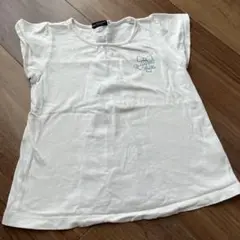 ベベ リボン刺繍 ホワイト Tシャツ 121cm