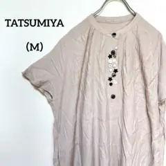 A-128 TATSUMIYA ベージュ 半袖シャツ ワンピース チュニックM