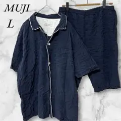 MUJI　無印　パジャマセット　ハーフパンツ　L　ネイビー