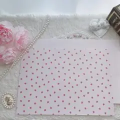【B品】30枚 デザインペーパー いちご ピンク チェック