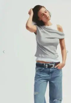 ZARA ダブルアシンメトリーTシャツ　S