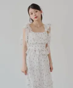 chico シャーリングタンク+シャーリングフレアスカート