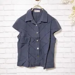 【美品】DAKS ダックス 半袖シアーシャツ トップス ネイビー Sサイズ