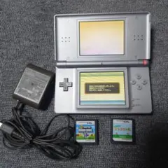 任天堂 DS Lite シルバー 本体 充電器 ゲーム2本付き　ジャンク
