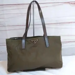 PRADA 三角ロゴ ナイロン/レザー トートバッグ