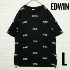 エドウィン　EDWIN Tシャツ　黒　ブラック　プリント　ロゴ　半袖【L】
