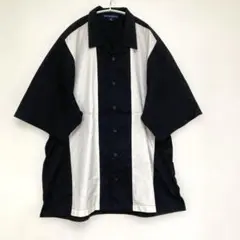 PORTAUTHORITY US古着 ボーダー　ボタンシャツ　半袖　2XLサイズ