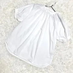 Le Souk✨美品　半袖シャツ　パフスリーブ　ギャザー　ホワイト　（L）