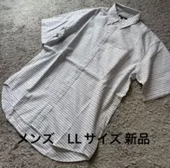 大きいサイズ 青黒2色チェック半袖冷感シャツ LL新品