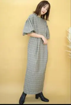値下げ　未使用　タグなし　slowmelly チェックワンピース