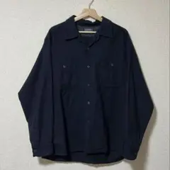 60s pendleton USA製 単色無地オープンカラーシャツ ネイビーXL
