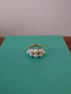 服部セイコー 18K アコヤパールリング アンティーク ダイヤモンド 真珠