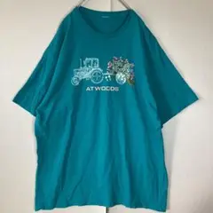 USA輸入　レトロ　ヴィンテージ感　トラクター 花 Tシャツ プリントデザイン