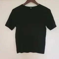 UNIQLO 3D メリノリブクルーネックセーター　5分袖　ブラック　M