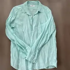 UNIQLO リネン長袖シャツ L ミントグリーン