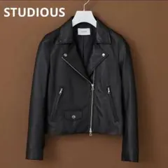 STUDIOUS モイストラム ダブルライダースジャケット レザー ブラック 0