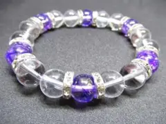 ★【パープルクラック水晶×水晶】 天然石ブレスレットパワーストーン