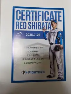 未使用 北海道 日本ハムファイターズ 柴田獅子 プロ初登板記念観戦証明書 おまけ