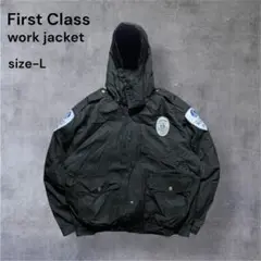 【人気】First Classワークナイロンジャケット企業刺繍ロゴ L 黒
