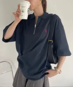 Ada. U.S. POLO ASSN. ハーフジップ ポロシャツ ネイビー