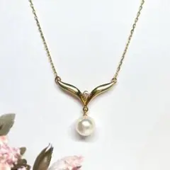 ✨美品✨ミキモト K18 パール 約7.1mm ダイヤモンド ネックレス