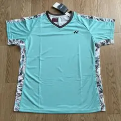 バドミントンウェア 水色 Vネック 迷彩