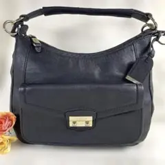 【美品】コールハーン　ワンショルダーブラックレザーバッグ