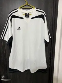 adidas Vネックシャツ アジアサイズL ホワイト/ブラック