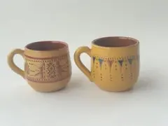 2000年代 モロッコ 手描きデミタスカップ2個セット