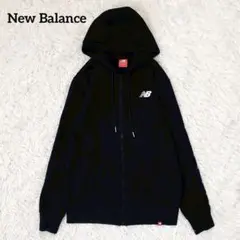 【ニューバランス】フルジップパーカー(M)フーディ カジュアル ロゴ 洗える 黒