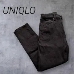 ユニクロ UNIQLO リブ付き黒ストレートデニム パンツ ブラック Mサイズ