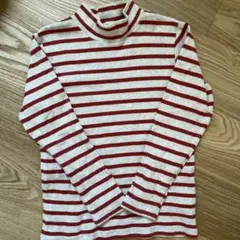無印良品　ボーダーロンT　赤120