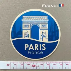 レア【新品】ステッカー フランス Paris パリ 凱旋門 ブルー 青 ロゴ